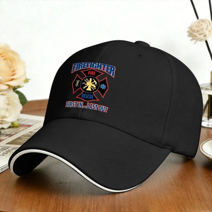 Firefighter Maltese Cross First In Last Out Baseball Cap