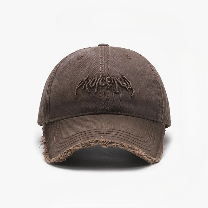 Letter Three Dimensional Embroidery Soft Top Rough Edge Men's Baseball Cap
