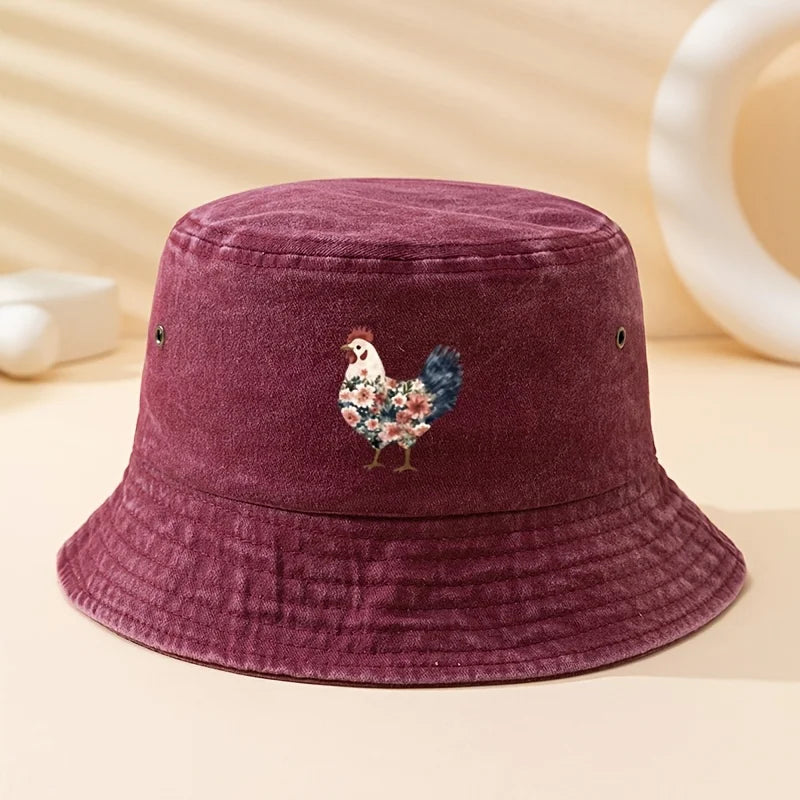 Fashionable Rooster Print Outdoor Bucket Hat