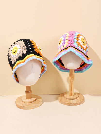 Vintage Smiley Crochet Street Bucket Hat