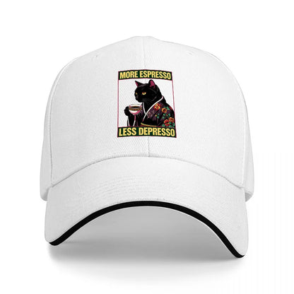 More Espresso Less Depresso Cat Baseball Cap
