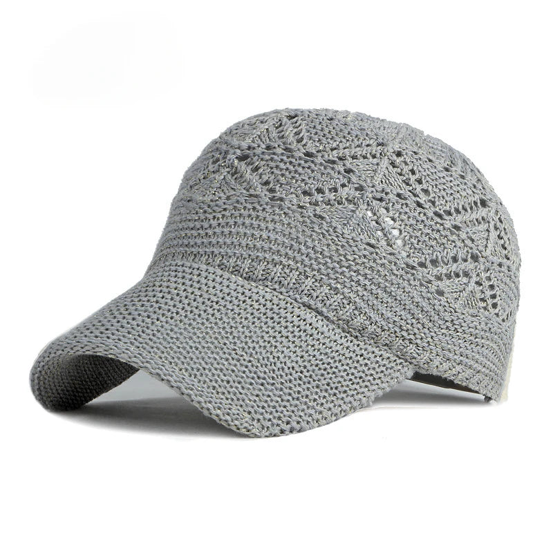 New Hollow Mesh Woman Baseball Cap Knitted Hats For Women Summer