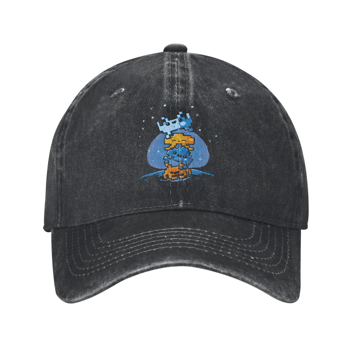Space Invaders Vintage Distressed Washed Denim Baseball Cap