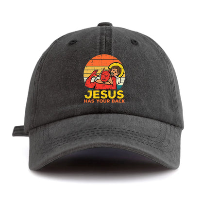 Jesus Has U Back Retro Washed Baseball Cap
