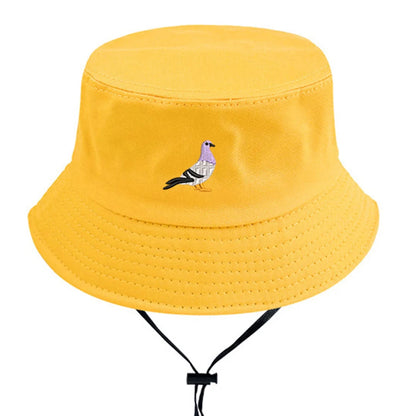 Embroidered Pigeon Travel Bucket Hat