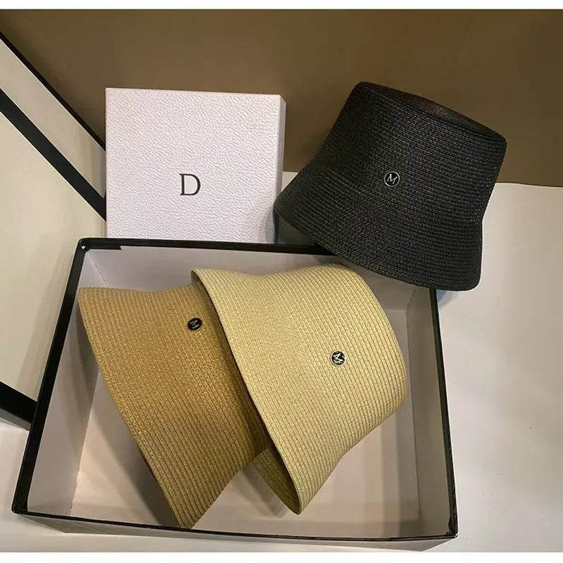 Japanese Designer M Straw Weaving Hat Summer Bucket Hats Panama
