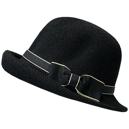 Bow Curling Hat Female Summer Bucket Hat