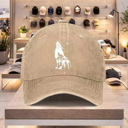 Wolf Moon Forest Washed Baseball Cap