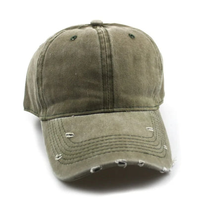 1pc Solid Distressed Perforated Mesh Washed Baseball Cap, Breathable Sun Protection Accessory For Spring And Summer, Adjustable
