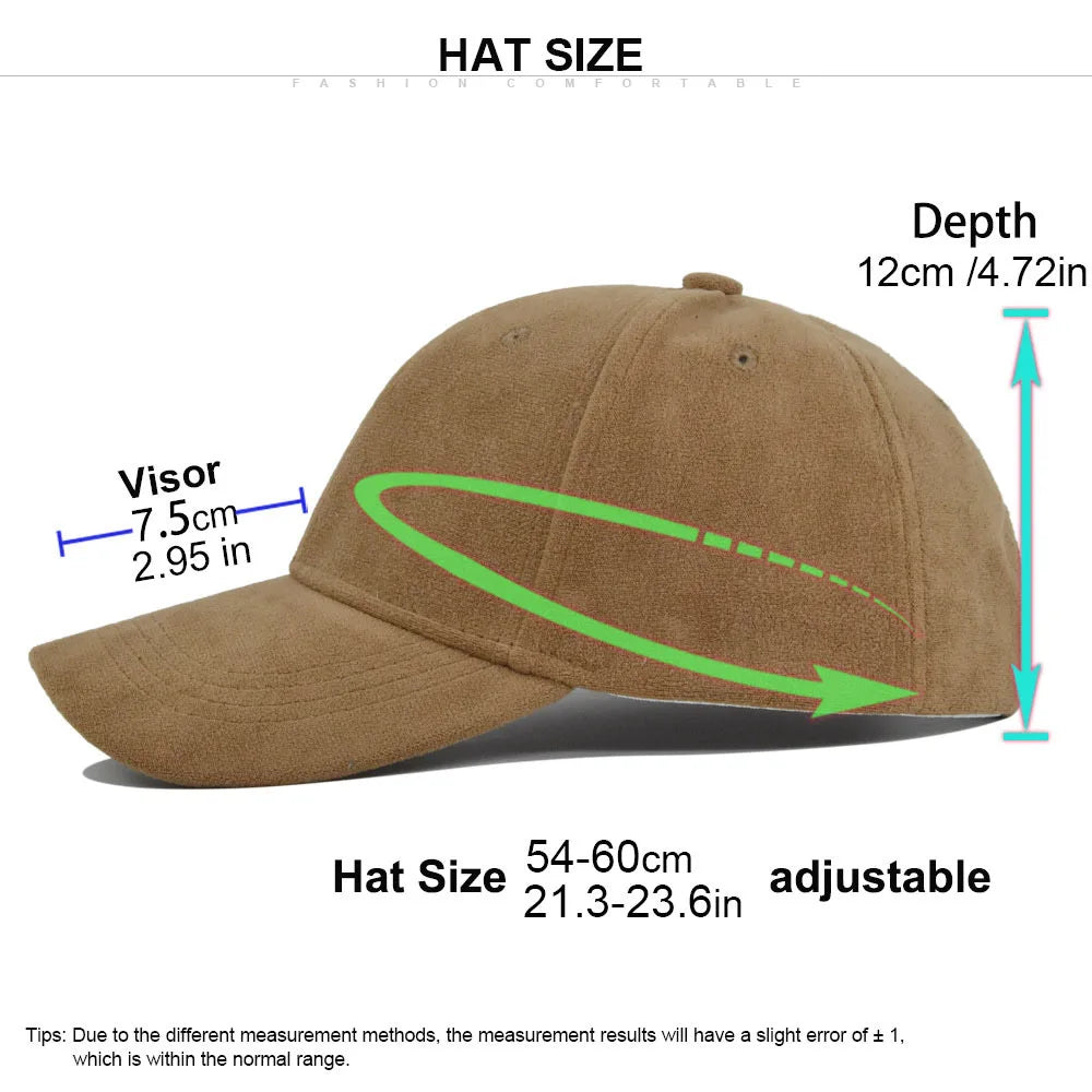 Fashion False Suede Baseball Caps For Men Women Autumn Winter Solid Retro Snapback Hip Hop Hat Unisex Street Adjustable Sun Caps
