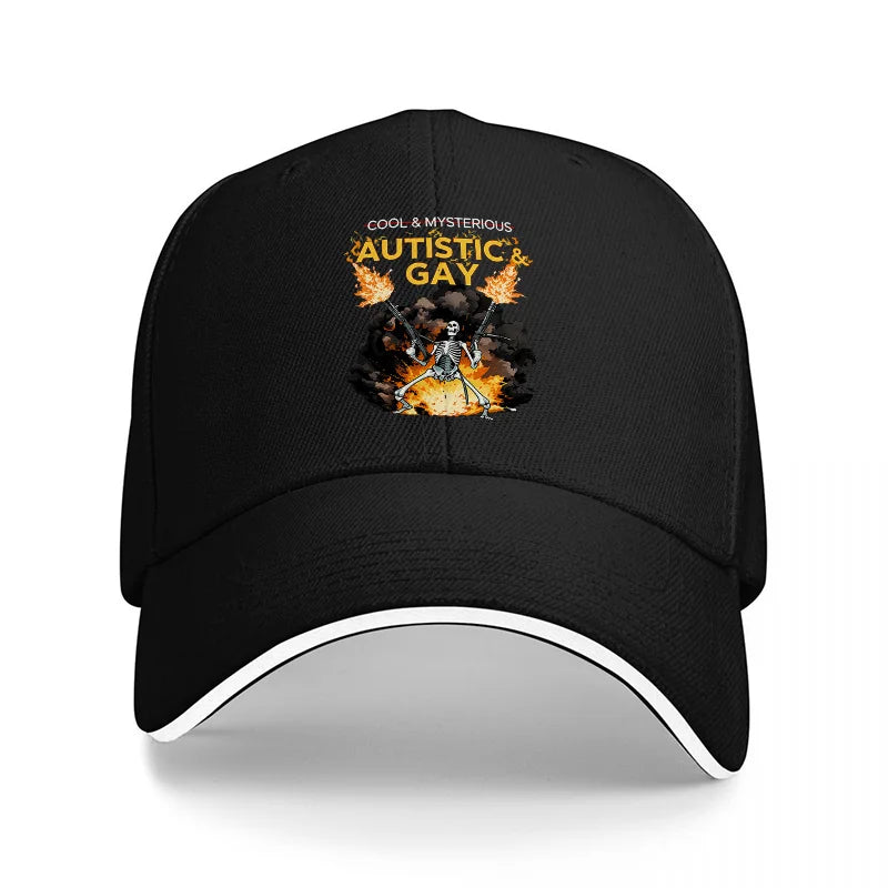 Cool Mysterious Black Flaming Skeleton Baseball Cap
