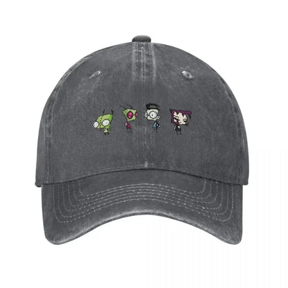 8-Bit Invader Zim Retro Washed Denim Baseball Cap