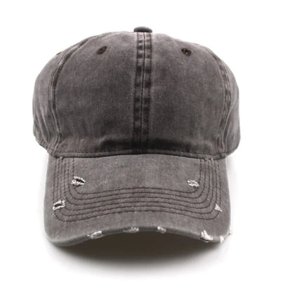 1pc Solid Distressed Perforated Mesh Washed Baseball Cap, Breathable Sun Protection Accessory For Spring And Summer, Adjustable