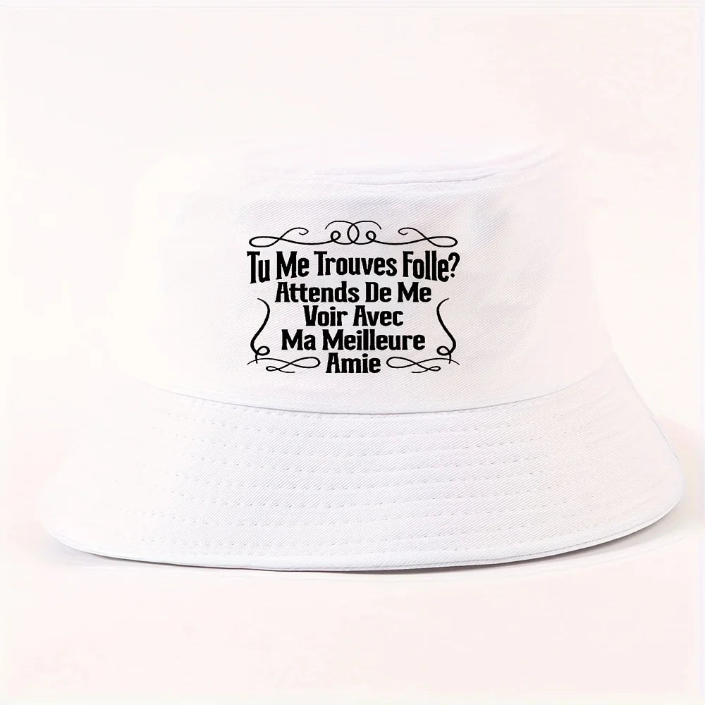 Text Decoration Packable Summer Bucket Hat