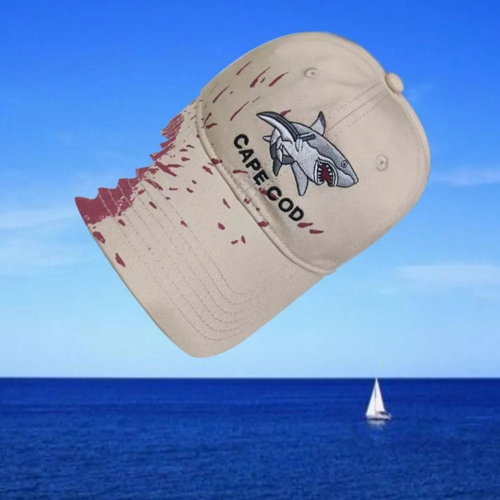 Shark Bite Chomped Brim Embroidered Baseball Cap