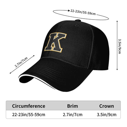Golden Letter K Camping Baseball Cap