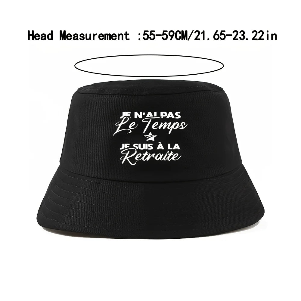 Star Text Wide-Brim Bucket Hat