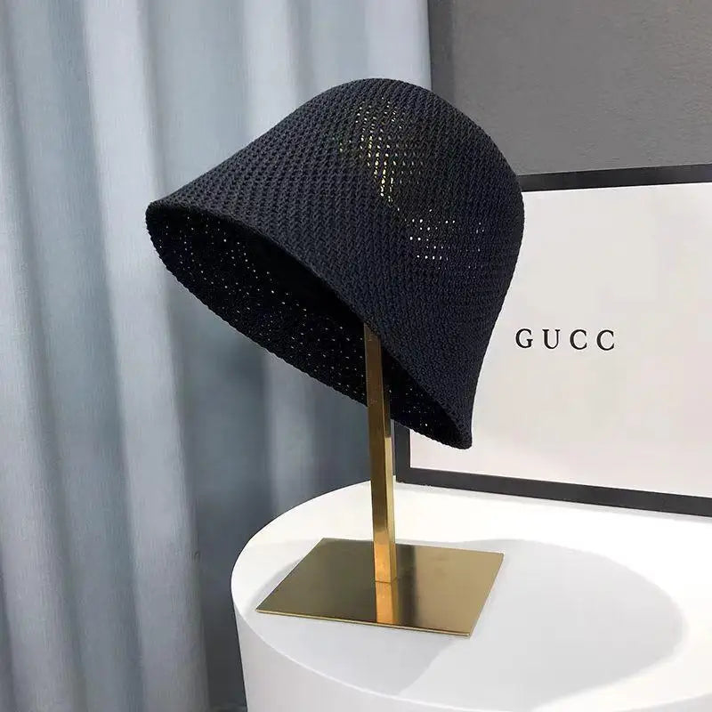 New Summer Beach Solid Wide Brim Bucket Hat