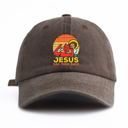 Jesus Has U Back Retro Washed Baseball Cap