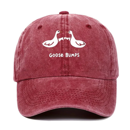 Retro Goose Print Distressed Washed Baseball Cap