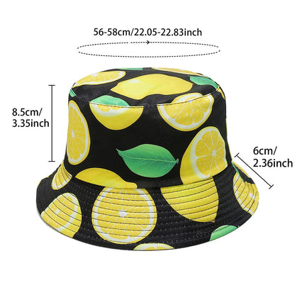 Reversible Lemon Fruit Print Bucket Hat