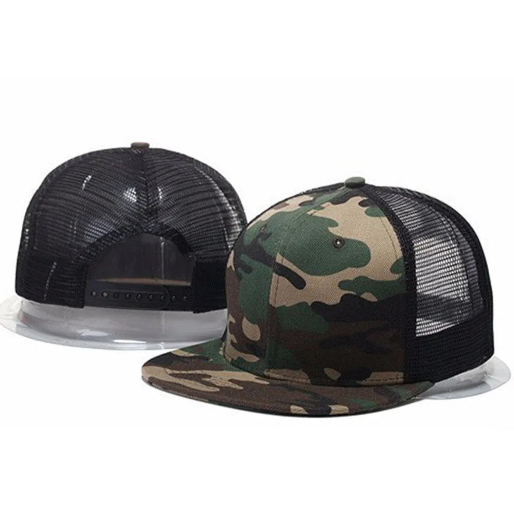 Rivet Embellished Hip-Hop Mesh Visor Snapback Cap