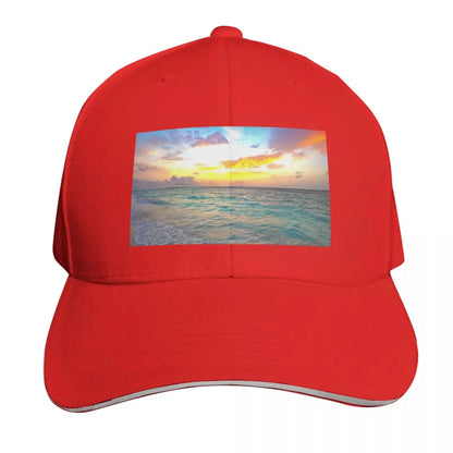Sunset Over The Ocean Curved Brim Baseball Cap