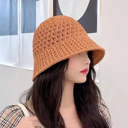 Women Hollow Crochet Fisherman Bucket Hat