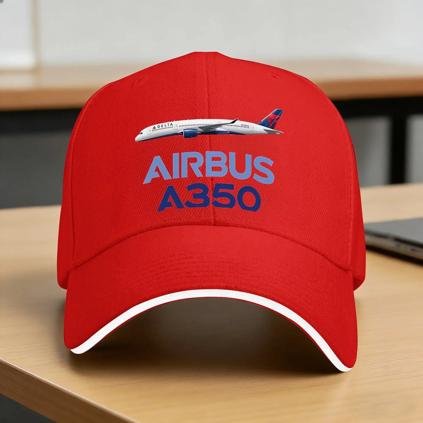 Airbus A350 Airplane Retro Print Baseball Cap