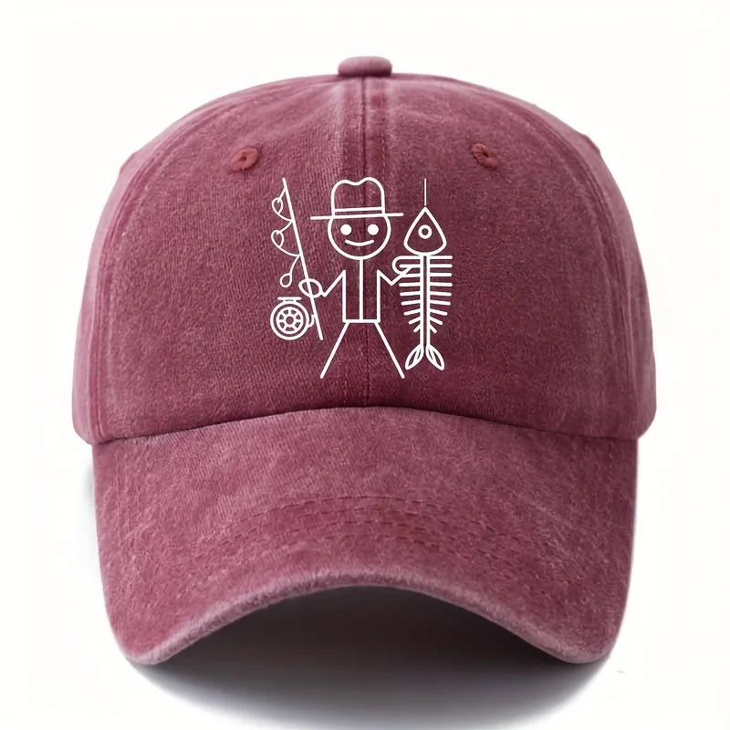 Cartoon Fishing Print Baseball Cap