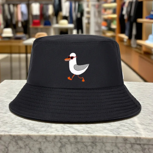 Fashion Seagull Glasses Print Bucket Hat