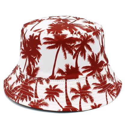 1pc Retro Style Fashionable Printed Maple Leaf Fisherman Hat