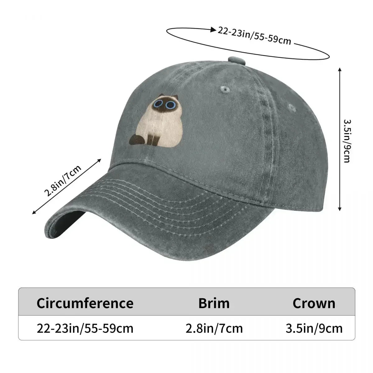 Himalayan Cat Washed Denim Baseball Cap