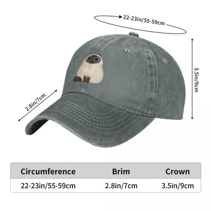 Himalayan Cat Washed Denim Baseball Cap