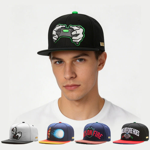 Luxury Embroidered Cotton Flat Brim Snapback Cap