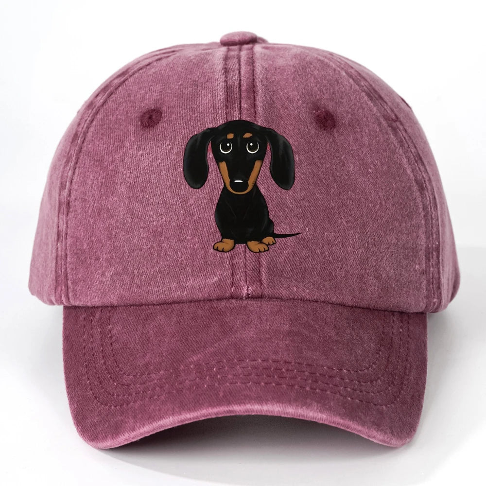 Dog Embroidery Washed Baseball Cap