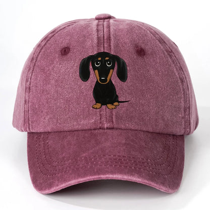 Dog Embroidery Washed Baseball Cap