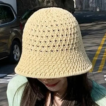 Korean Straw Hat Summer Women Visor Breathable Chic Bucket Hats