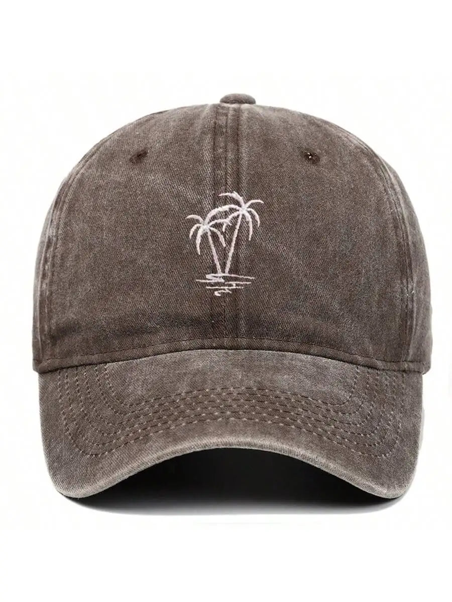 New Fashion Unisex Washed Cotton Cap Coconut Tree