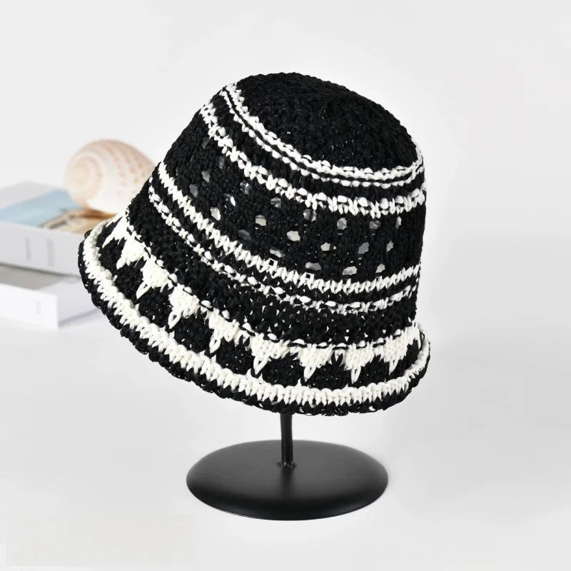 Color Blocked Woven Fisherman Bucket Hat