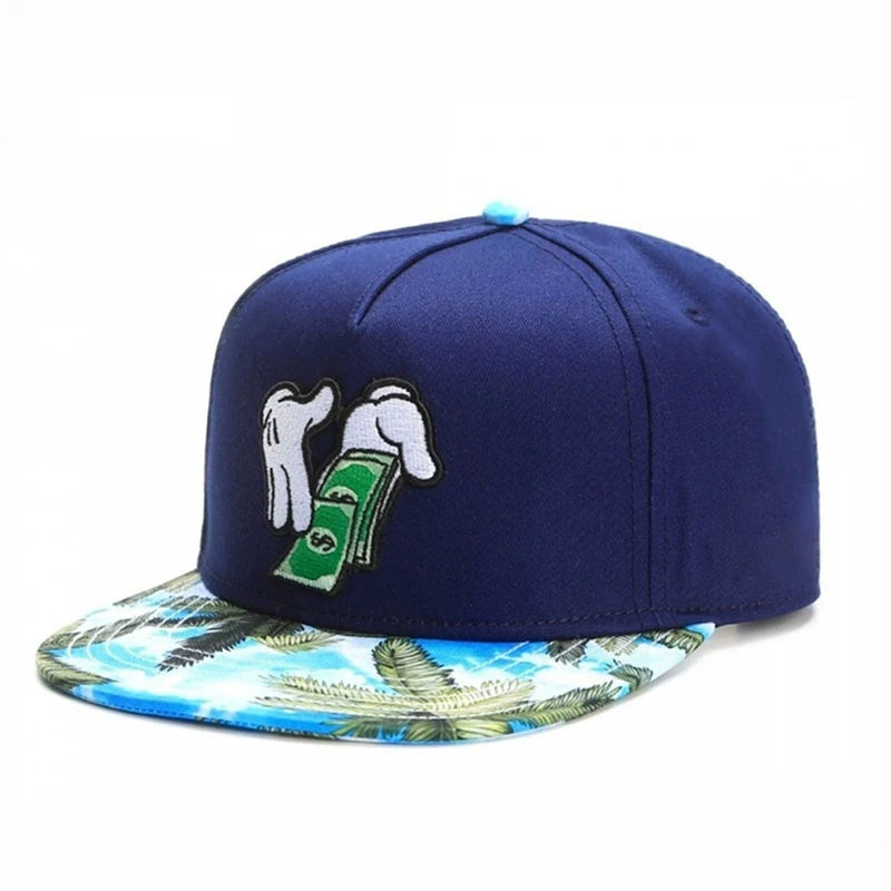 Leather Letter Embroidered Hip-Hop Snapback Cap