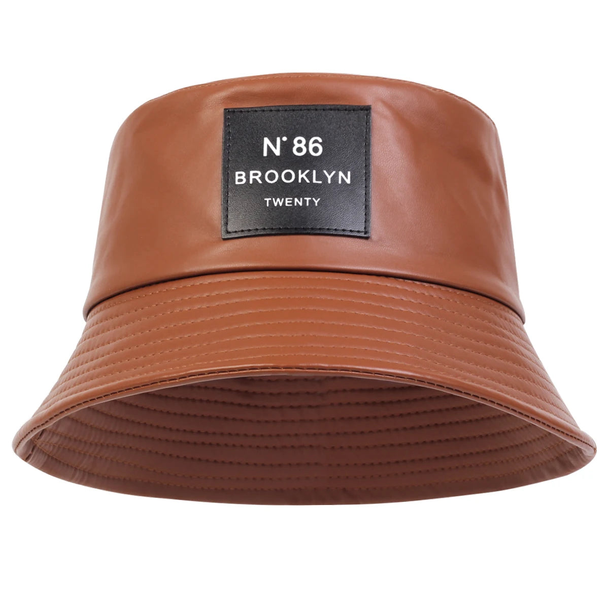 Unisex N86 Label Personality Pu Leather Bucket Hats