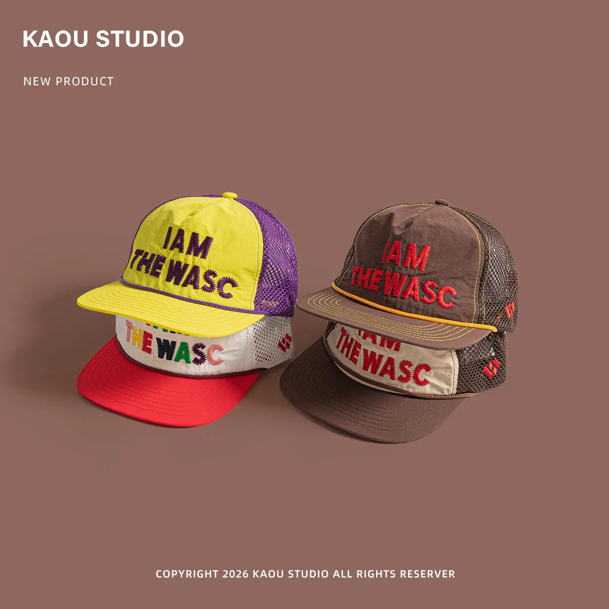 Unisex Letter Embroidered Flat Brim Mesh Snapback Cap