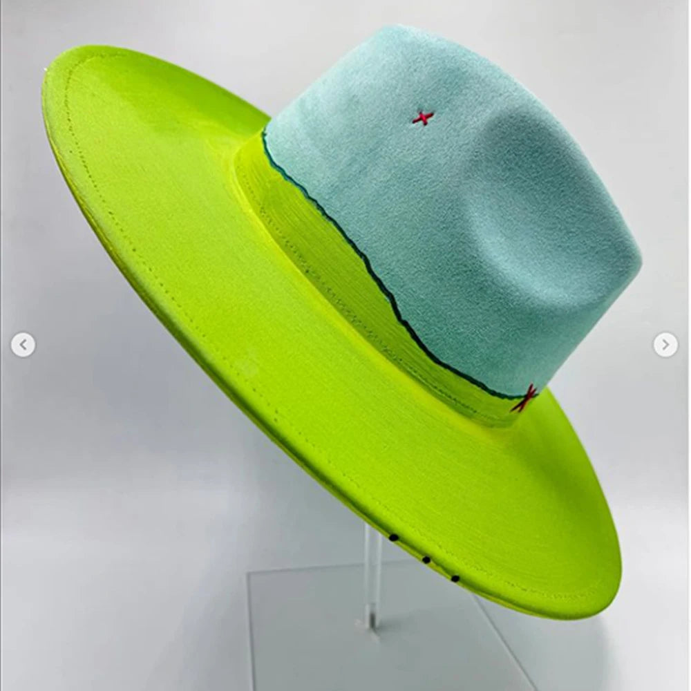 Suede Fedora Painting Felt Hats For Men And Women, Hand Sewn Fedora Adjustable Fall Winter Fashion Party Hats And Gifts Size 56-58CM