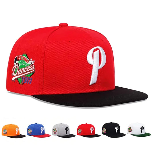Unisex P Letter Embroidered Snapback Cap
