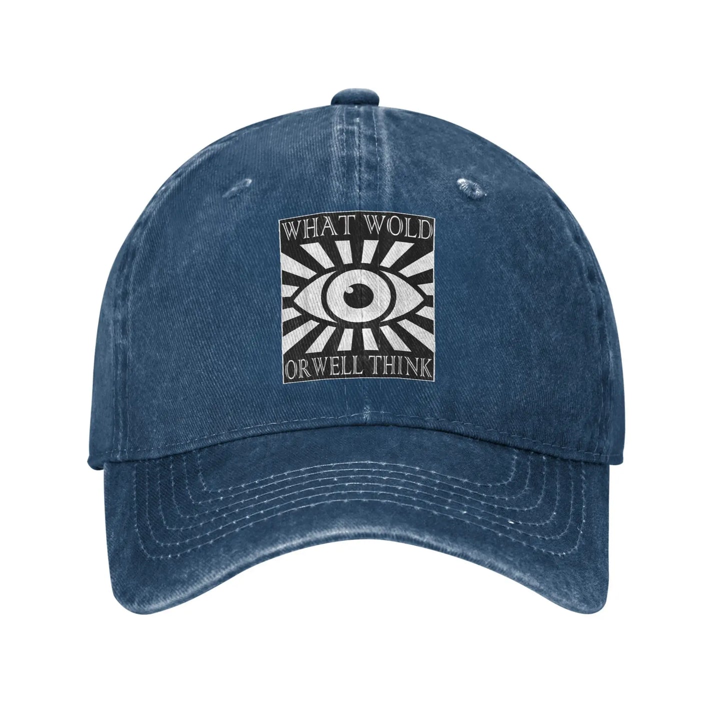 What Would Orwell Think Dystopian Fiction Distressed Denim Baseball Cap