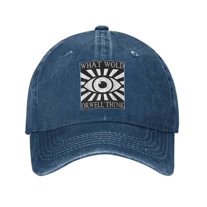 What Would Orwell Think Dystopian Fiction Distressed Denim Baseball Cap