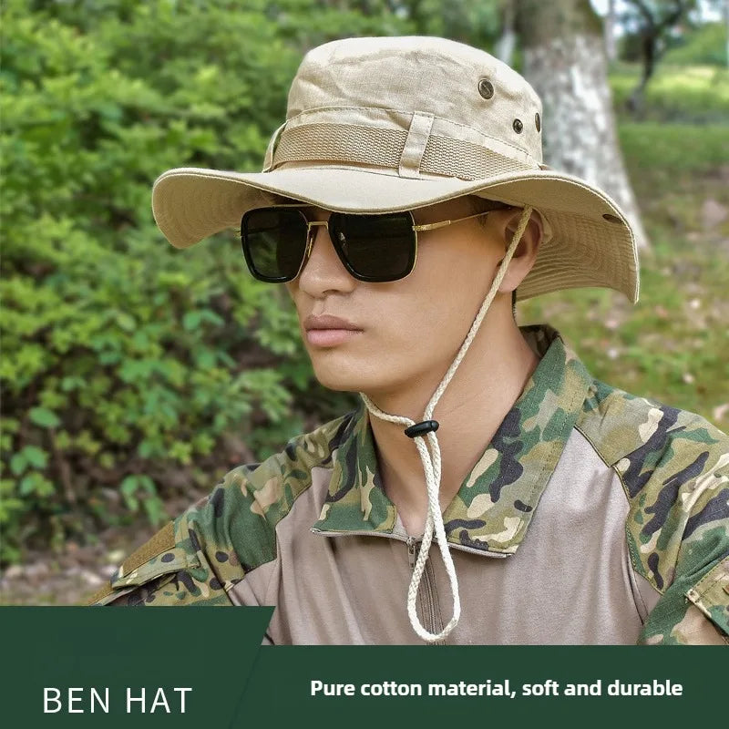 Korean Camouflage Wide Brim Outdoor Bucket Hat