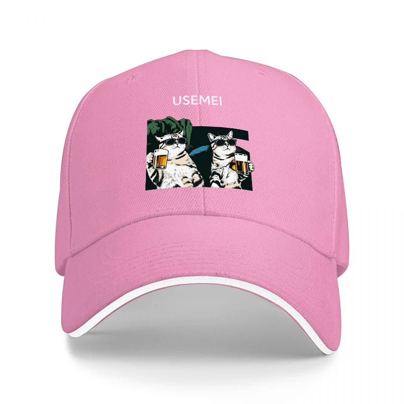 Usemei Cats Drinking Beer Baseball Cap