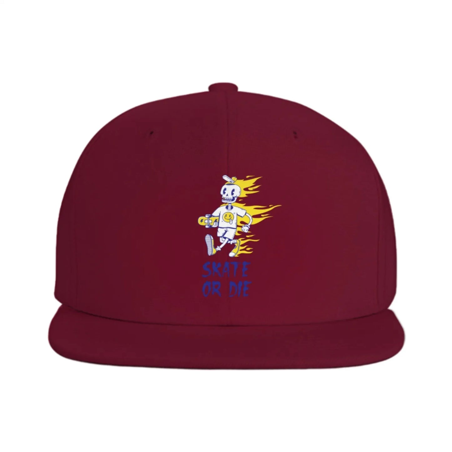 Skate Or Die Skeleton Skateboarder Snapback Cap